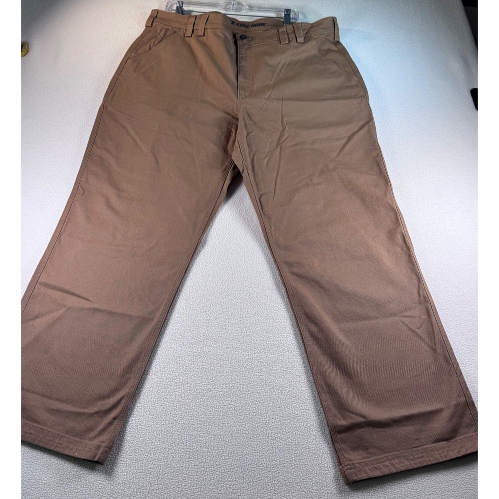 Duluth Trading Co Flex Fire Hose Relaxed Fit Pants Brown Tan 40x30 Workwear